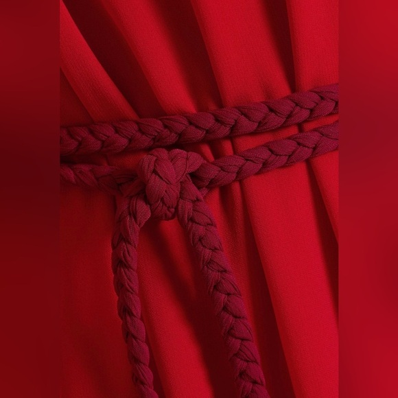 Alice + Olivia Zenaida Cape-effect de chine Bright Ruby Dress- NWT SIZE 12 - Picture 5 of 10